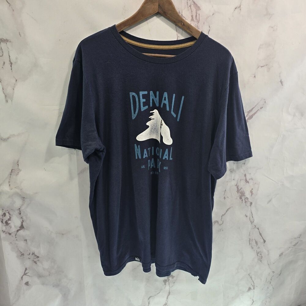 REI Co Op T Shirt Mens XL Blue Denali National Park Short Sleeve Crew